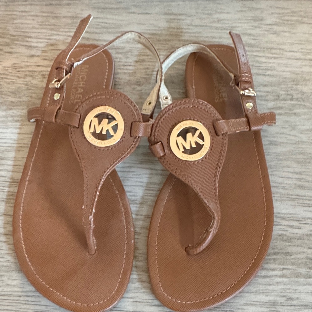 Michael Kors Tan Sandals with Gold Logo